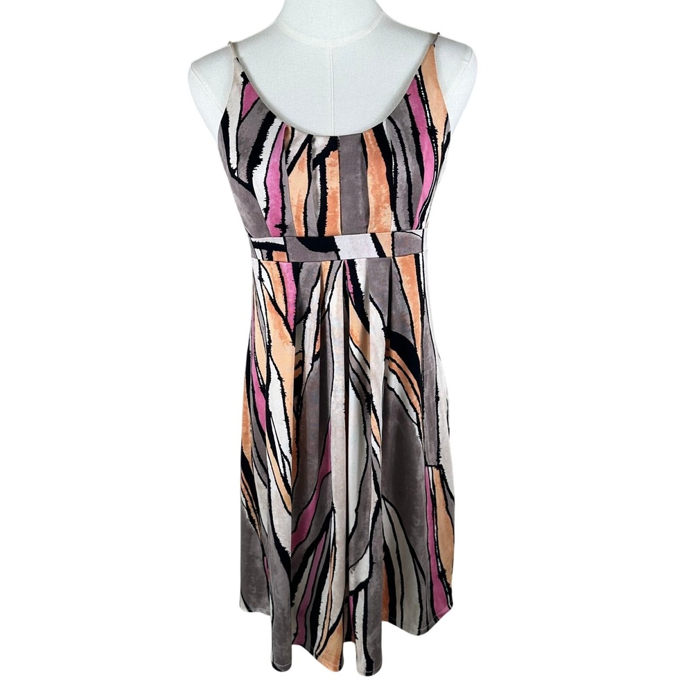 Ali Ro Mini Dress Women 4 Multicolor Abstract Print Jersey Sleeveless Retro Boho